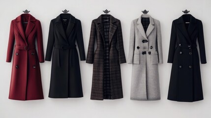 Stylish Winter Coats Displayed on Hangers in a Boutique Setting