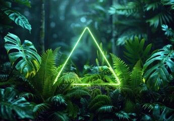 Neon Triangle in Lush Jungle