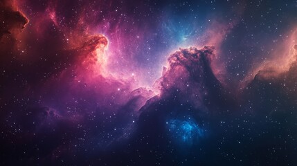 Obraz premium Beautiful colorful nebula in space, background with stars and galaxies.