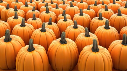 Vibrant Patch of Pumpkins Ready for Harvest in Autumn Light