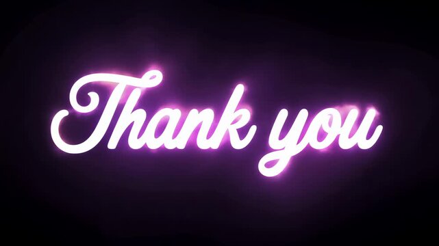 Animation of lettering Thank You on black background for holiday. Achievement celebration. Template for social network subscribers greeting card, congratulation post for fans. Social media concept