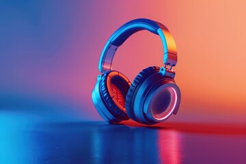 Casque audio lumineux avec éclairage bicolore sur fond coloré