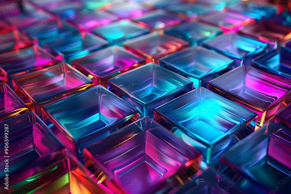 Poster vibrant array of colorful glass cubes in a stunning abstract design