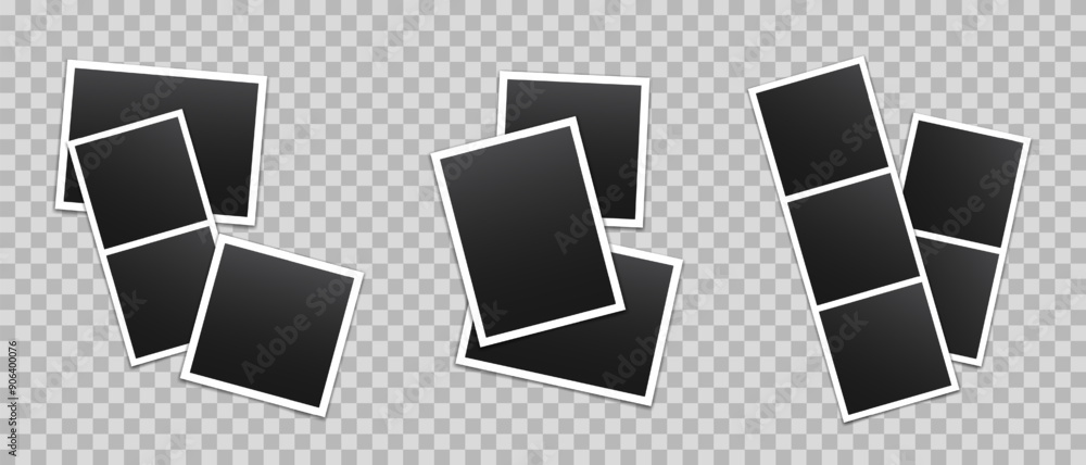 Poster vector empty photo frames with shadow isolated on transparent background. template mockup photo desi