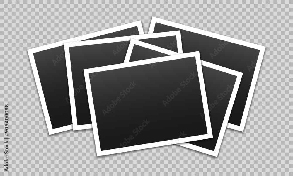 Poster vector empty photo frames with shadow isolated on transparent background. template mockup photo desi