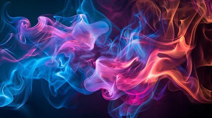 Vibrant swirling patterns of colored smoke blending seamlessly against a dark background