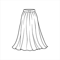 A flowy maxi skirt to color line art vector