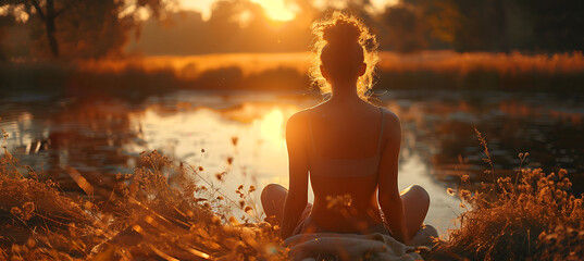 Serene outdoor scene where people are practicing stress management techniques like deep breathing and progressive muscle relaxation to improve their mental health