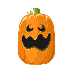 Cute Happy Jack O Lantern, Classic Halloween Pumpkin Flat Vector Illustration