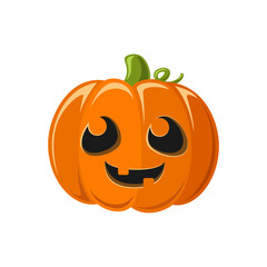 Cute Happy Jack O Lantern, Classic Halloween Pumpkin Flat Vector Illustration