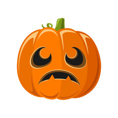 Cute Jack O Lantern, Classic Halloween Pumpkin Flat Vector Illustration