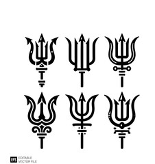 trident set black and white vector clip art silhouette graphic design