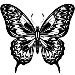 Silhouette of butterfly, butterfly black vector icon
