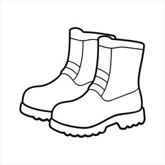 a pair of snow boots line art vector