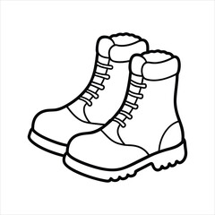 a pair of snow boots line art vector