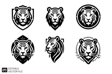 tiger head vector graphic design black and white clip art silhouette