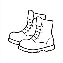 a pair of snow boots line art vector