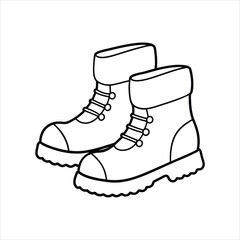 a pair of snow boots line art vector