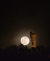 krnov cvilinska rozhledna in the full moon