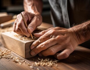 Hands skillfully crafting an object, showcasing dexterity, craftsmanship, and detailed work.