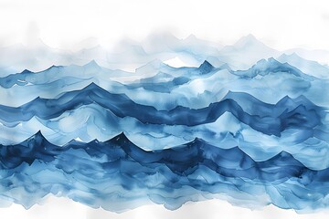 Serene Watercolor Waves in Shades of Blue