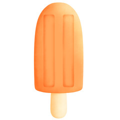 Orange popsicle stick ice cream icon hand drawn illustration isolated
