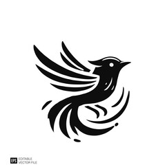 bird vector graphic design black and white clip art silhouette