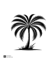 Obraz premium palm tree vector graphic design black and white clip art silhouette