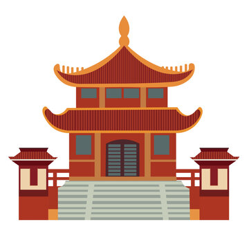 red chinese temple building design clip art preview