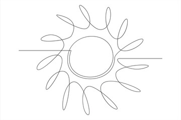 Continuous one line drawing sun art Summer sun contour line sign line art illustration
