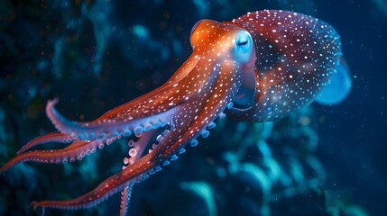 Diver Captures Bioluminescent Squid in the Deep Ocean s Mystical Realm