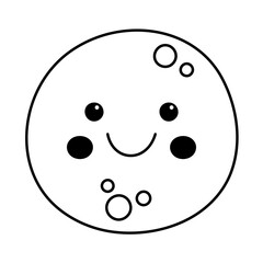 Cute smiling cartoon character of Moon. Vector illustration