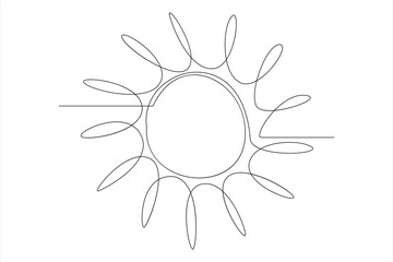 Continuous one line drawing sun art Summer sun contour line sign line art illustration
