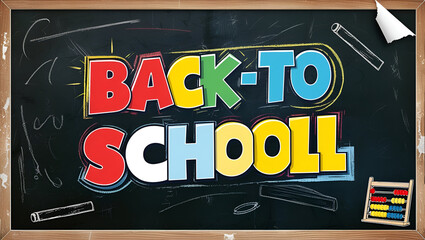 Energetic Back-to-School Blackboard Design Editable Text with Bright, Poppy Colors.