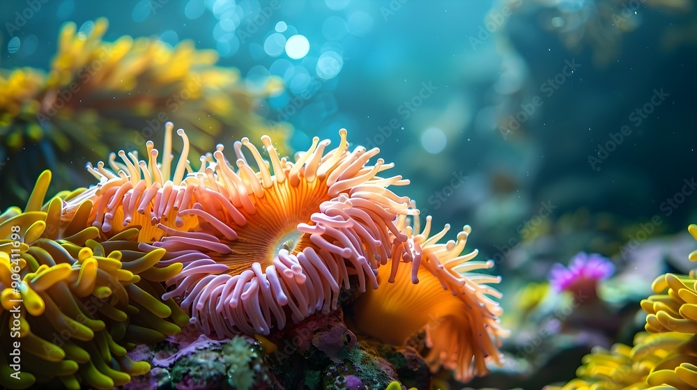 Canvas Prints Lush Underwater Garden of Vibrant Coral and Sea Anemones Captivating Marine Life Ecosystem