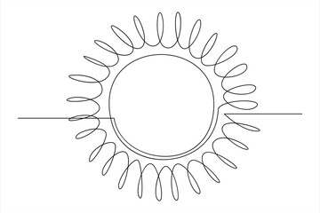 Continuous one line drawing sun art Summer sun contour line sign line art illustration
