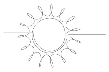 Continuous one line drawing sun art Summer sun contour line sign line art illustration
