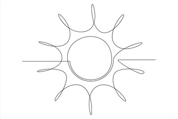 Continuous one line drawing sun art Summer sun contour line sign line art illustration
