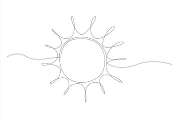 Continuous one line drawing sun art Summer sun contour line sign line art illustration
