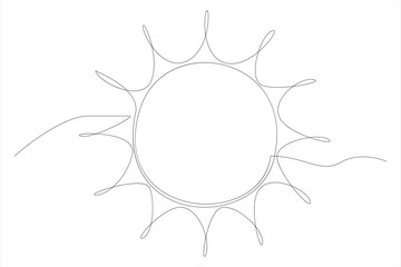 Continuous one line drawing sun art Summer sun contour line sign line art illustration
