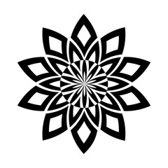 Abstract Radial Geometric Circle Floral Pattern. Decorative Round Design Element. 