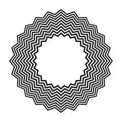 Abstract Circular Concentric Zig Zag Lines Pattern for Decorative Round Frame.