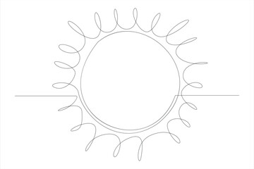 Continuous one line drawing sun art Summer sun contour line sign line art illustration
