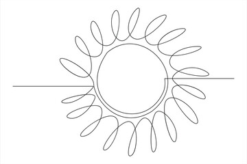 Continuous one line drawing sun art Summer sun contour line sign line art illustration
