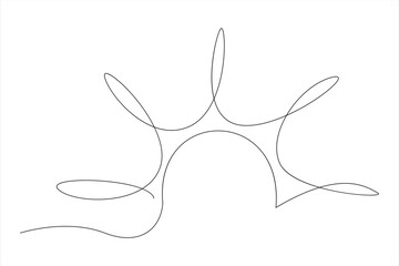 Continuous one line drawing sun art Summer sun contour line sign line art illustration
