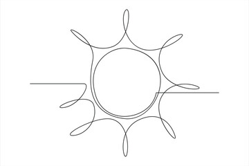 Continuous one line drawing sun art Summer sun contour line sign line art illustration
