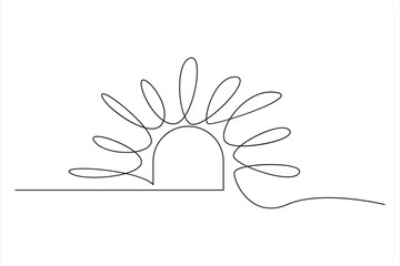 Continuous one line drawing sun art Summer sun contour line sign line art illustration

