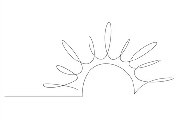 Continuous one line drawing sun art Summer sun contour line sign line art illustration
