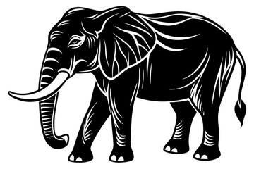 elephant black Silhouette vector art Illustration with white background