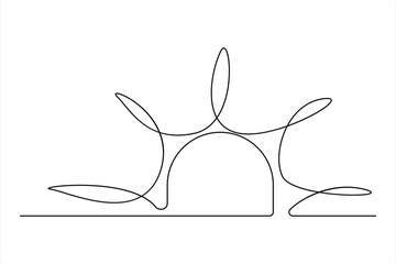 Continuous one line drawing sun art Summer sun contour line sign line art illustration
